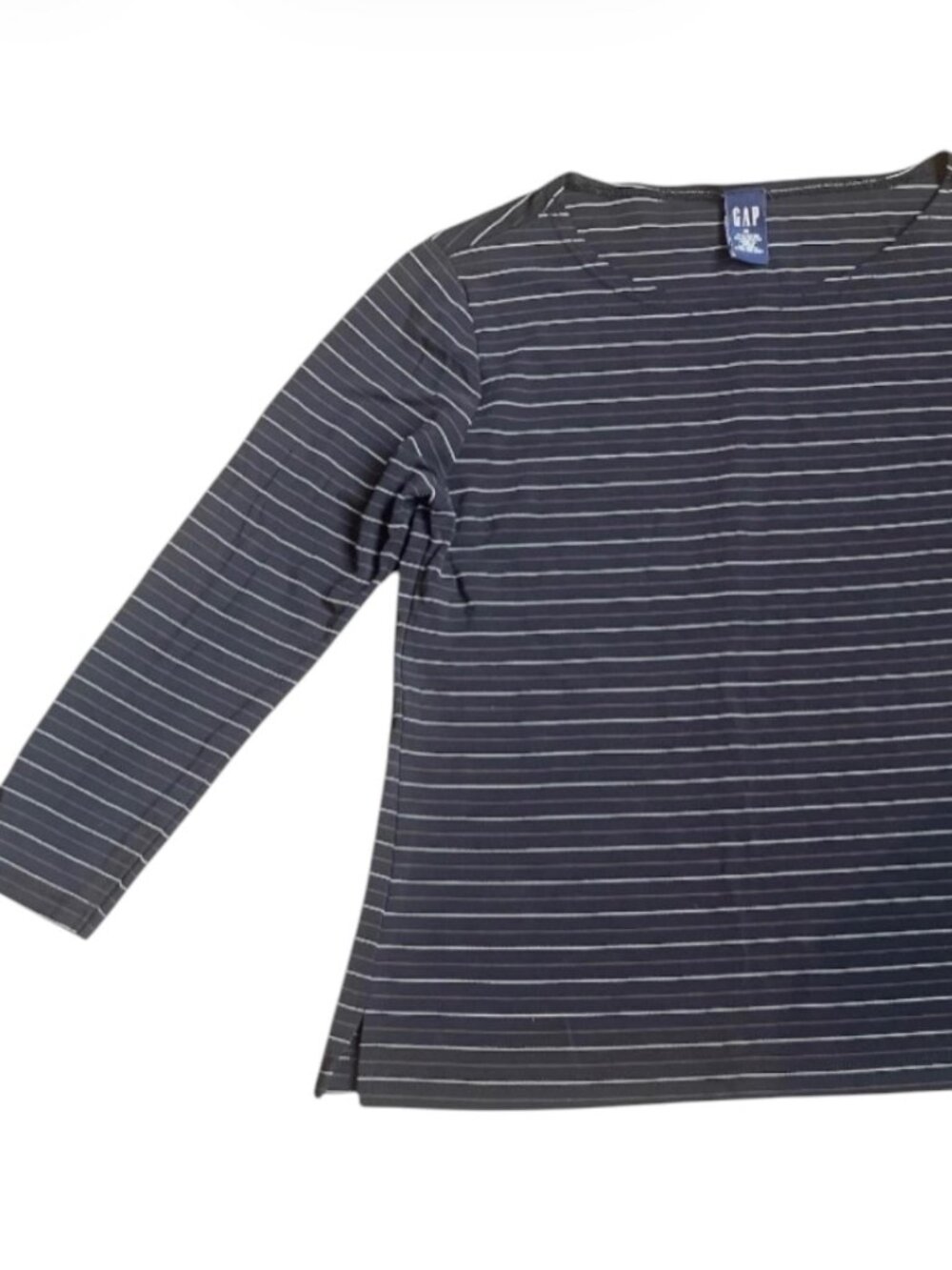 Gap 3/4 Sleeve Black Striped Shirt